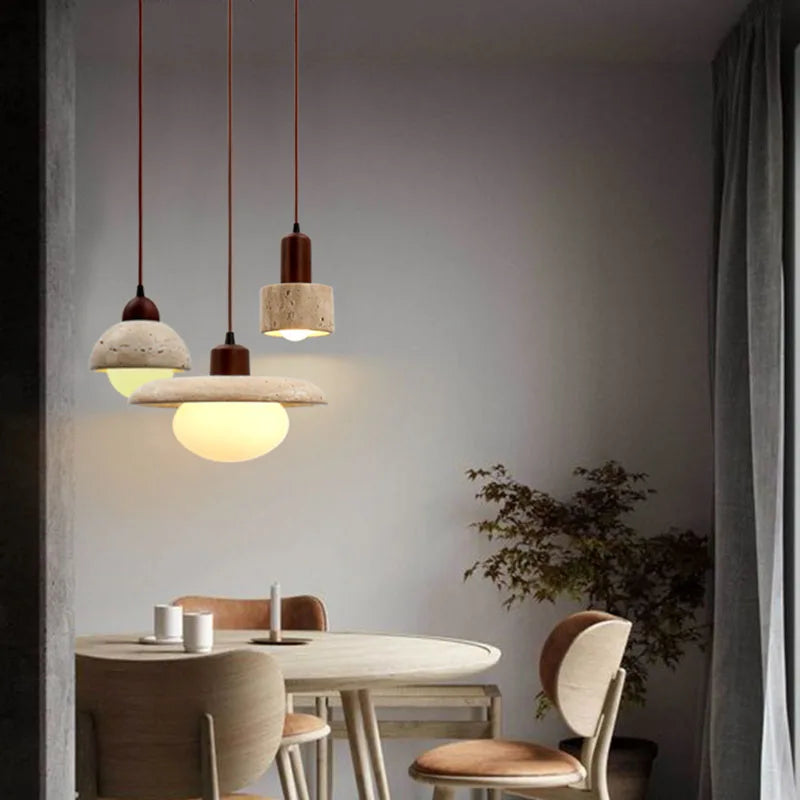 NovaLume Wabi-Sabi Wood & Linen Pendant Light, 9 Shapes