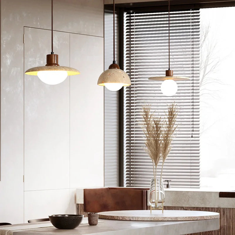 NovaLume Wabi-Sabi Wood & Linen Pendant Light, 9 Shapes