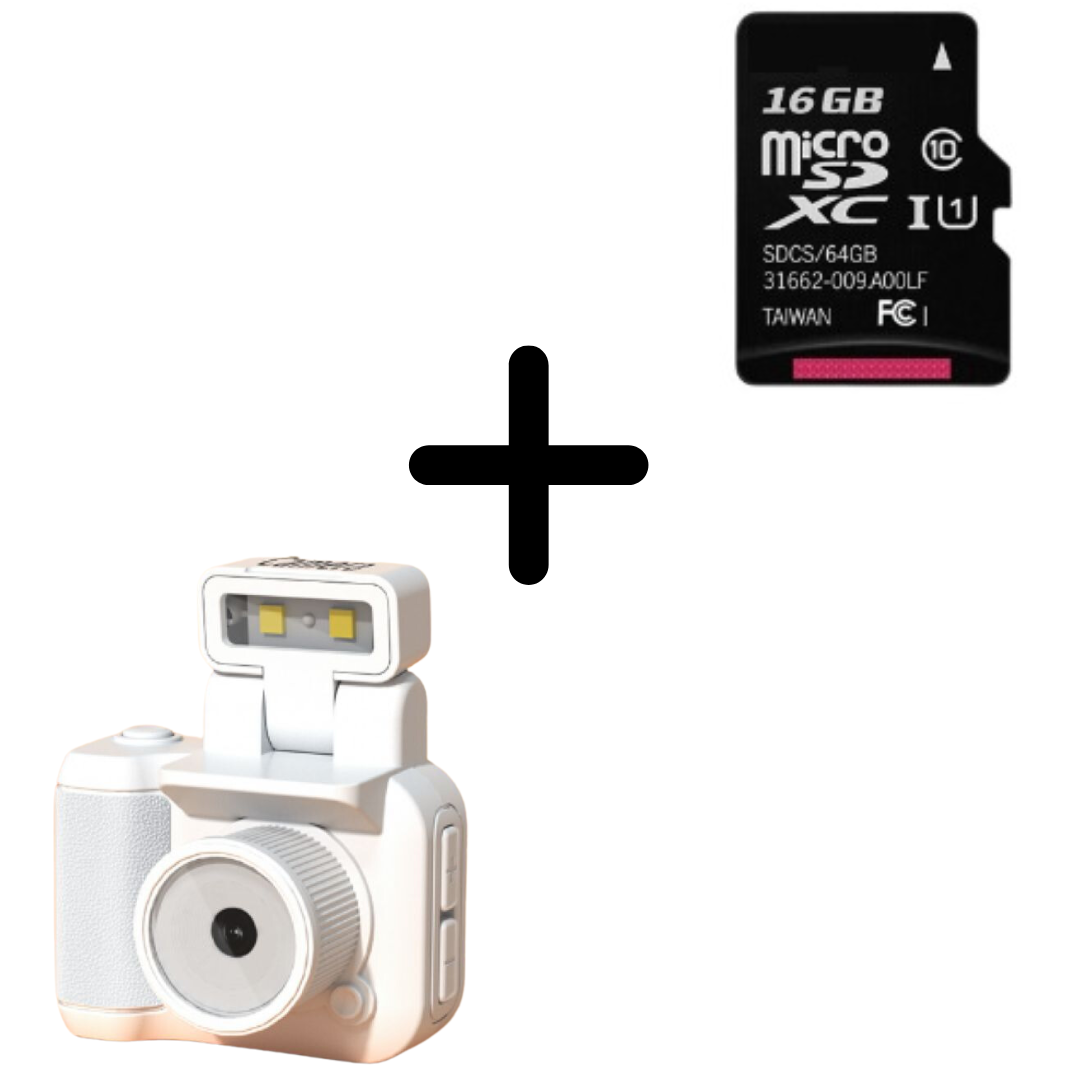Mini fotocamera in stile retrò LumaNova con ricarica Type-C e opzioni per schede di memoria