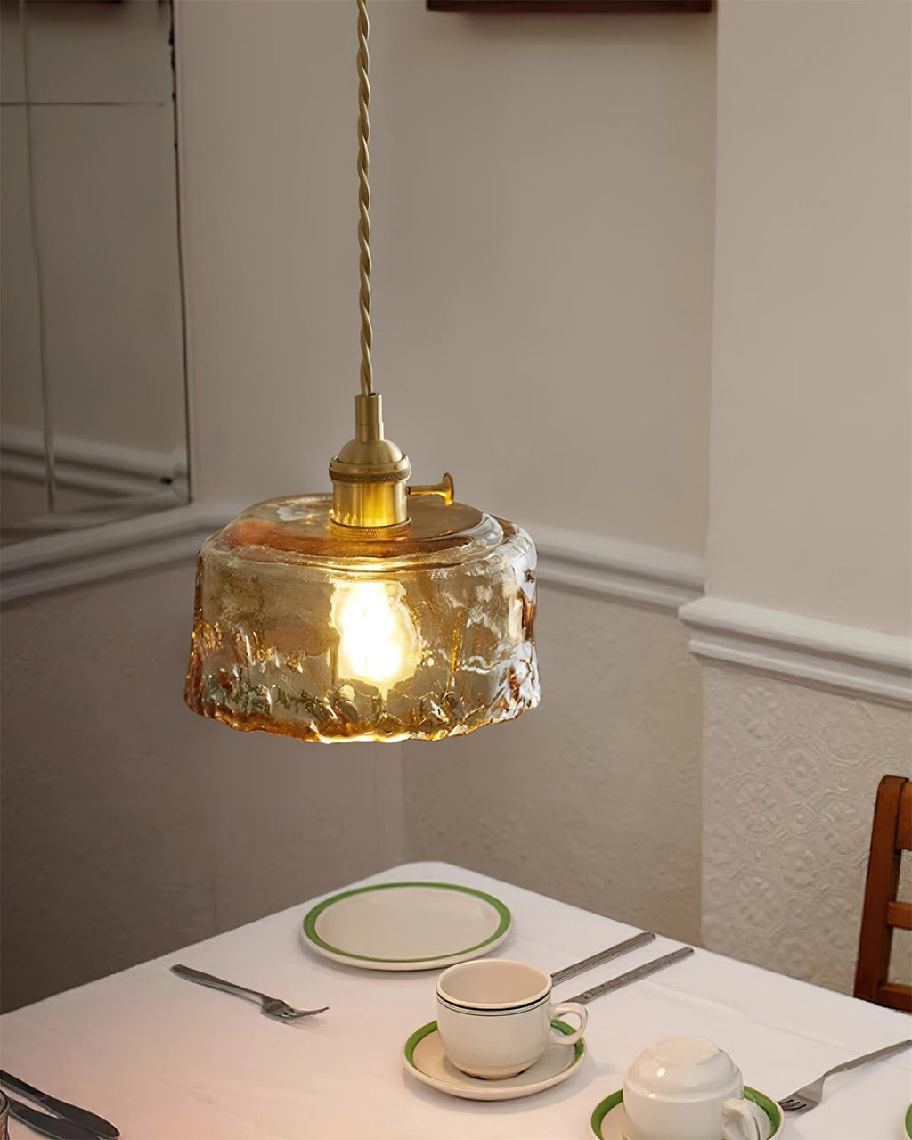 Suspension vintage Amberlyn en verre ambré | Fioriscas