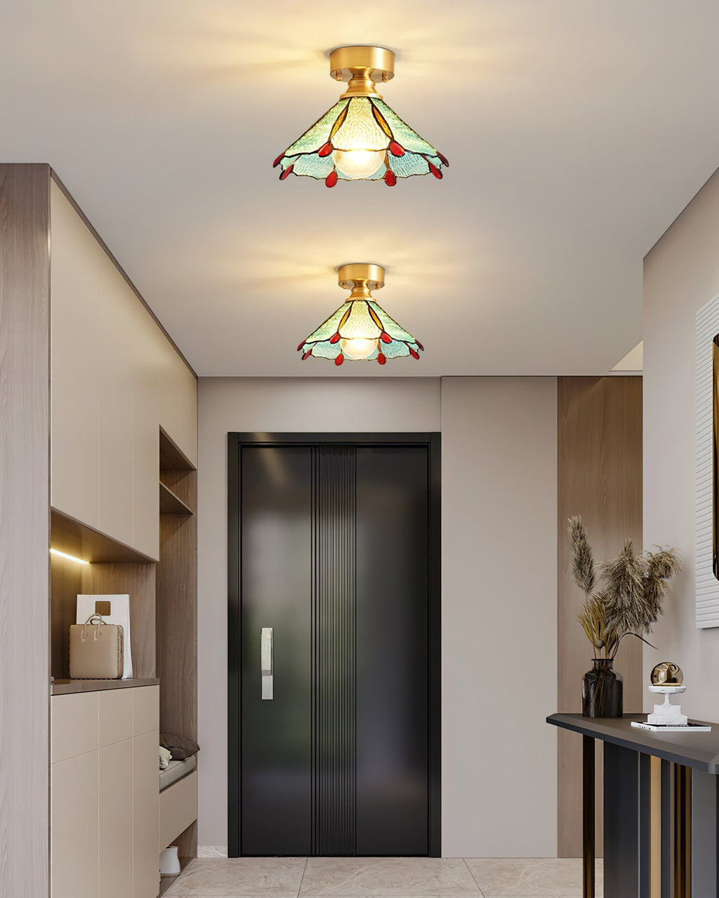 Plafonnier en verre teinté style Tiffany Civelle | Fioriscas