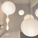 Lumiera rund papperslykta, pendellampa med sladd, vit tråd, japanskinspirerad modernist