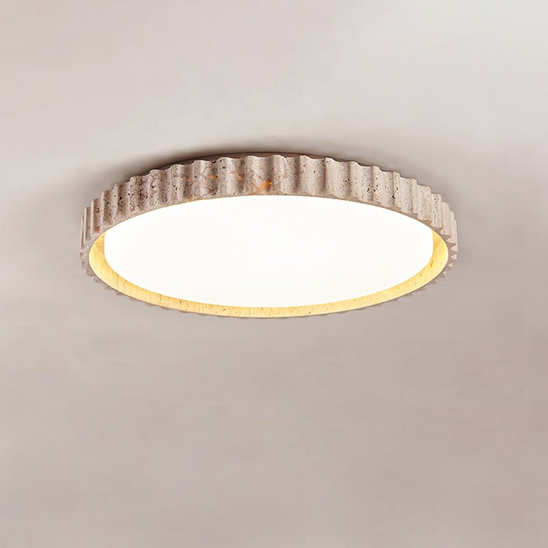 Ornorus geribbelde ring travertijn plafondlamp | Fioriscas