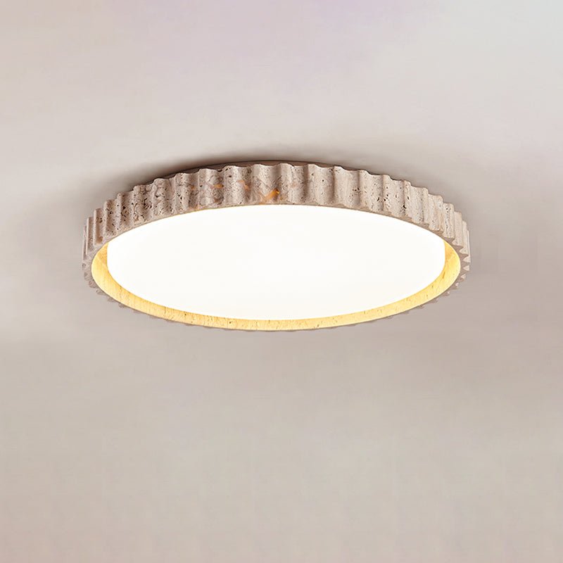 Ornorus geribbelde ring travertijn plafondlamp | Fioriscas