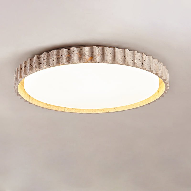 Ornorus geribbelde ring travertijn plafondlamp | Fioriscas