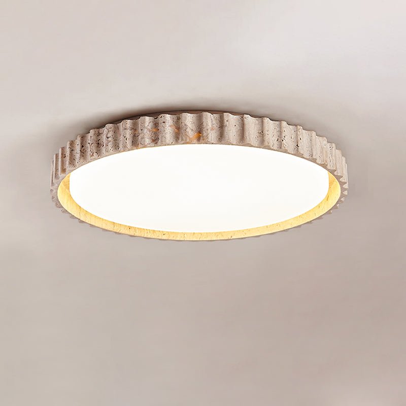 Ornorus geribbelde ring travertijn plafondlamp | Fioriscas