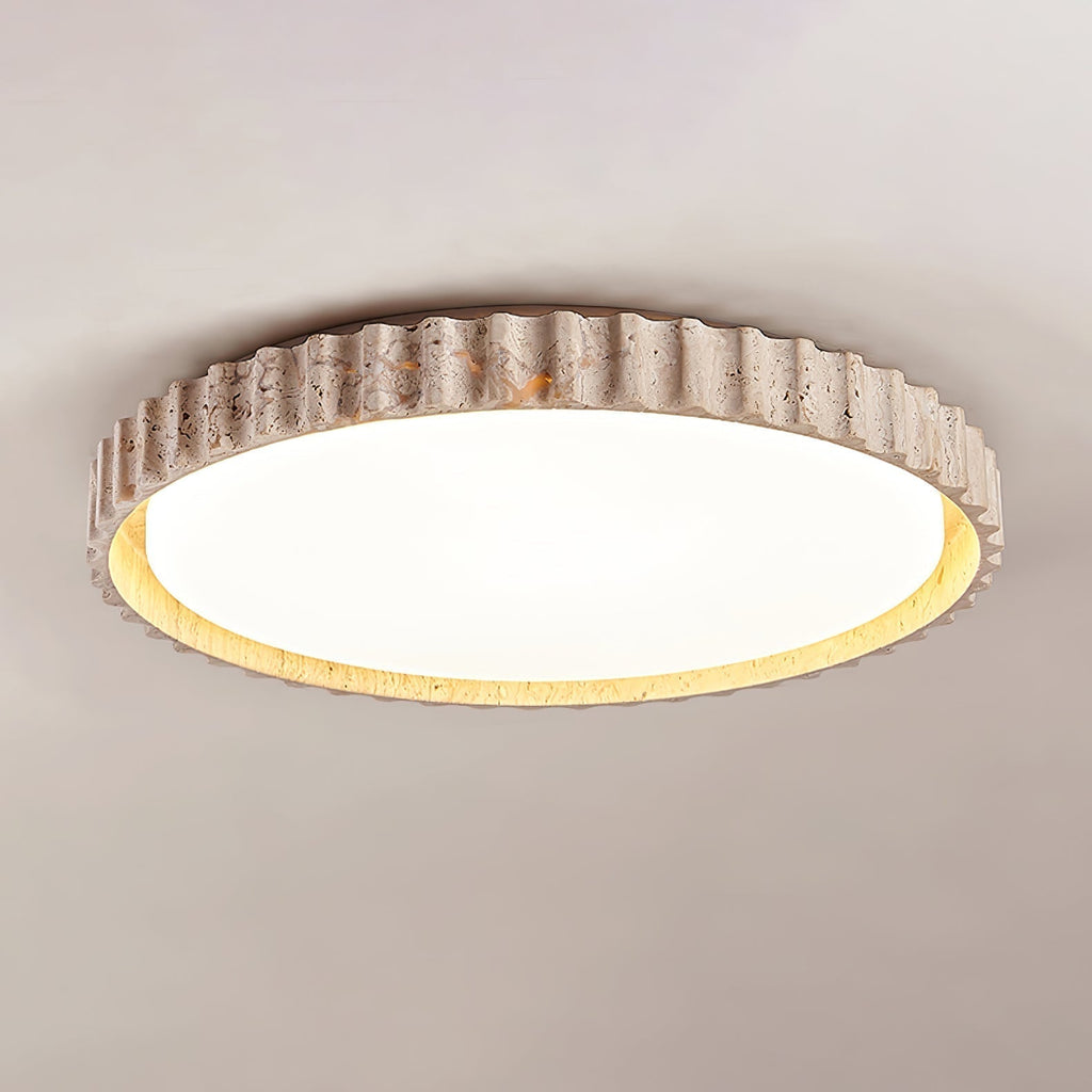 Ornorus geribbelde ring travertijn plafondlamp | Fioriscas