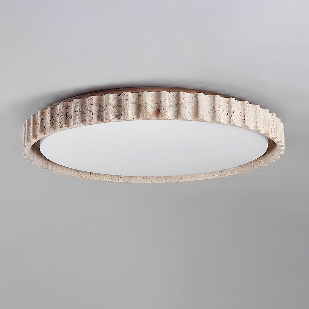 Ornorus geribbelde ring travertijn plafondlamp | Fioriscas