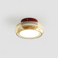 Plafonnier rétro, verre couleur cognac LumaNova avec bande décorative rouge
