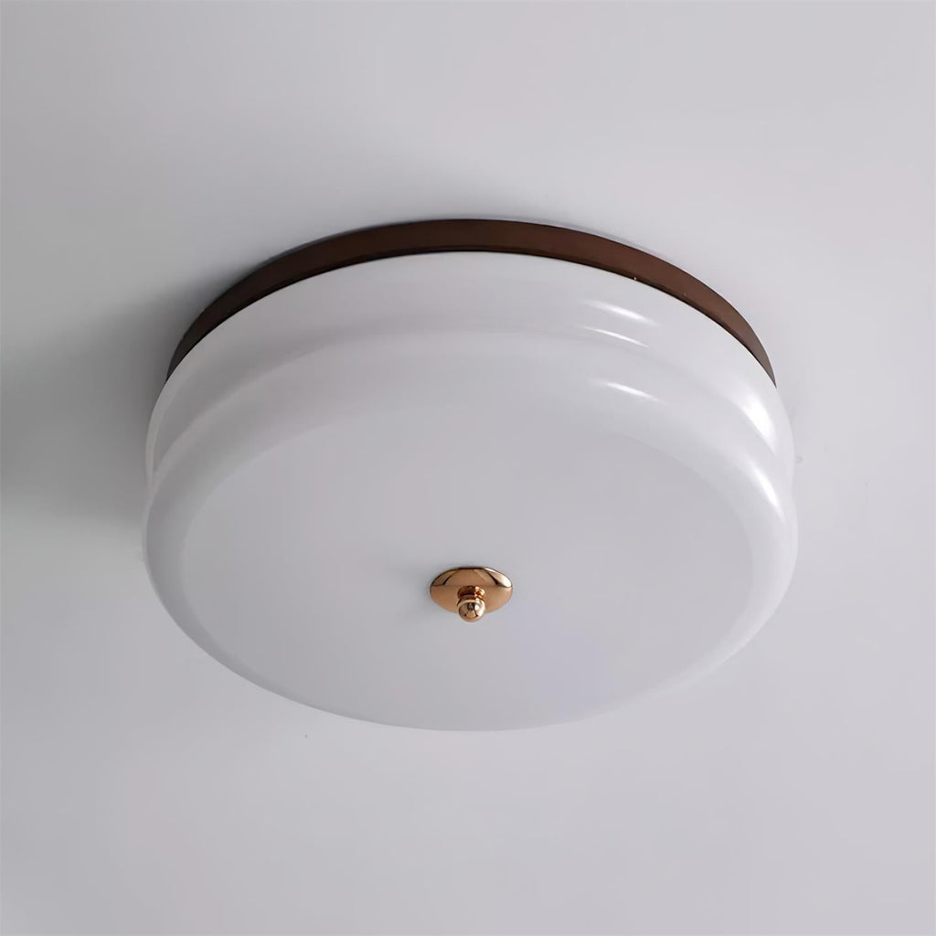 Plafondlamp Dubbel Laags Glazen Schijf Notenhout Minimalistisch | Fioriscas