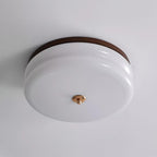 Plafondlamp Dubbel Laags Glazen Schijf Notenhout Minimalistisch | Fioriscas
