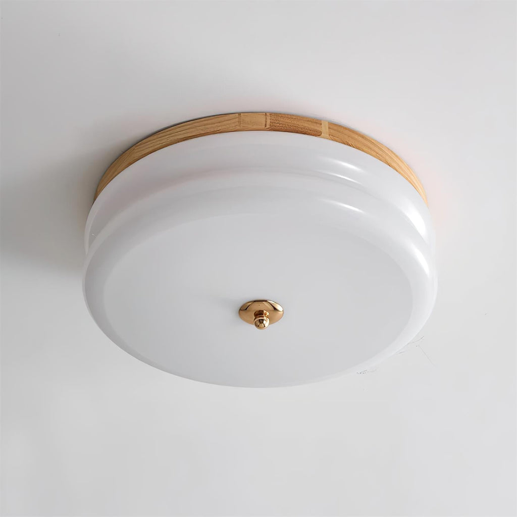 Plafondlamp Dubbel Laags Glazen Schijf Notenhout Minimalistisch | Fioriscas