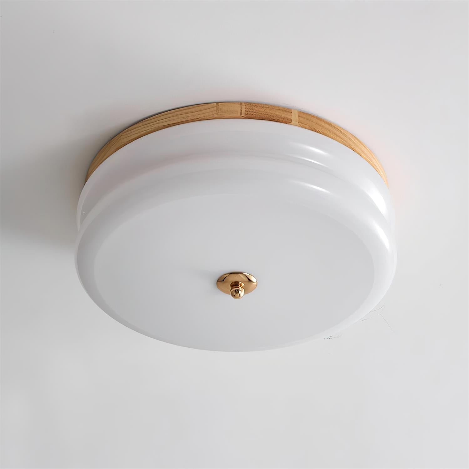 Plafondlamp Dubbel Laags Glazen Schijf Notenhout Minimalistisch | Fioriscas