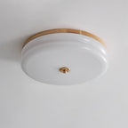 Plafondlamp Dubbel Laags Glazen Schijf Notenhout Minimalistisch | Fioriscas