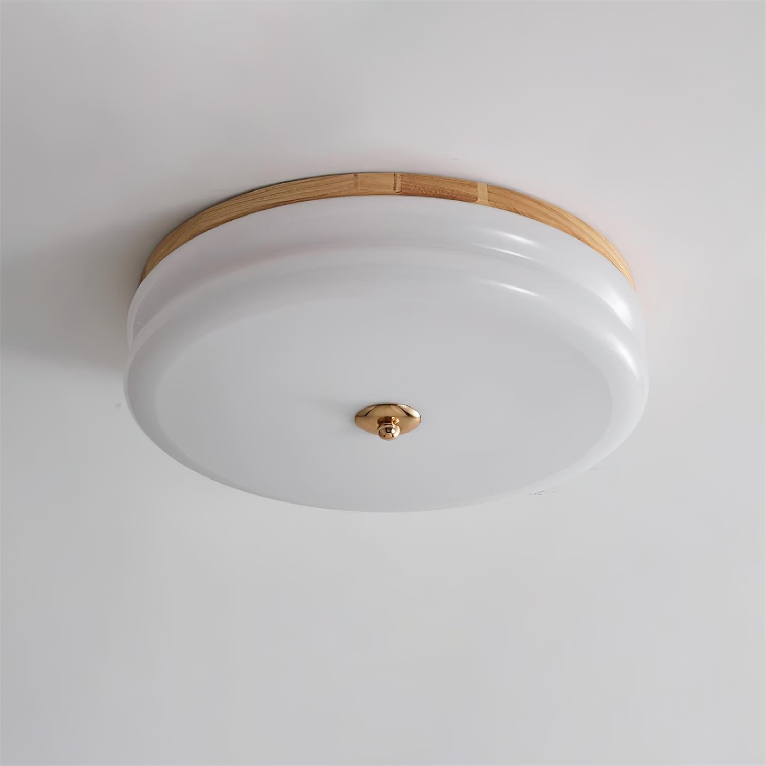 Plafondlamp Dubbel Laags Glazen Schijf Notenhout Minimalistisch | Fioriscas