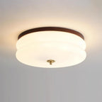 Plafondlamp Dubbel Laags Glazen Schijf Notenhout Minimalistisch | Fioriscas
