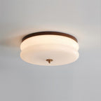 Plafondlamp Dubbel Laags Glazen Schijf Notenhout Minimalistisch | Fioriscas