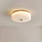 Plafondlamp Dubbel Laags Glazen Schijf Notenhout Minimalistisch | Fioriscas