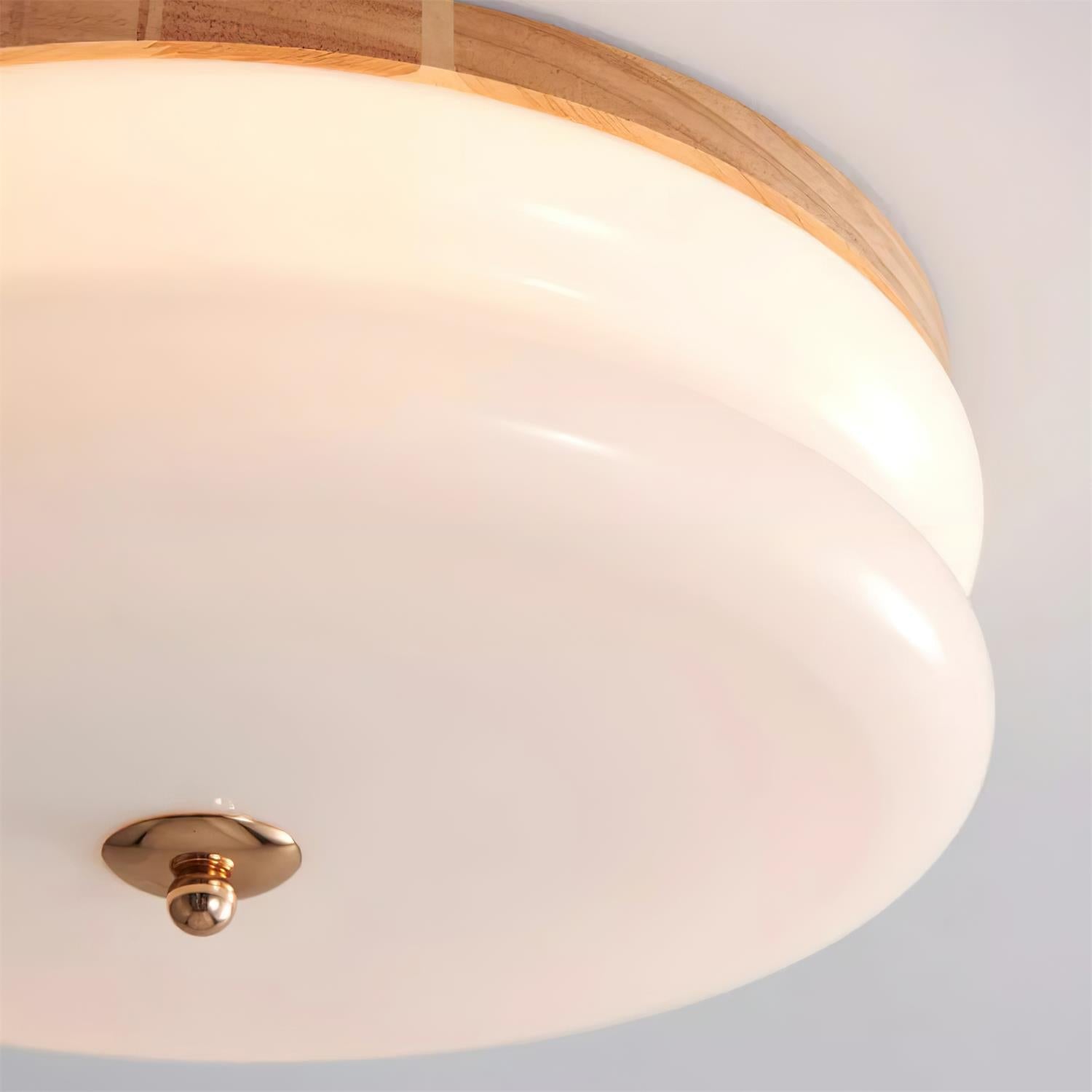 Plafondlamp Dubbel Laags Glazen Schijf Notenhout Minimalistisch | Fioriscas