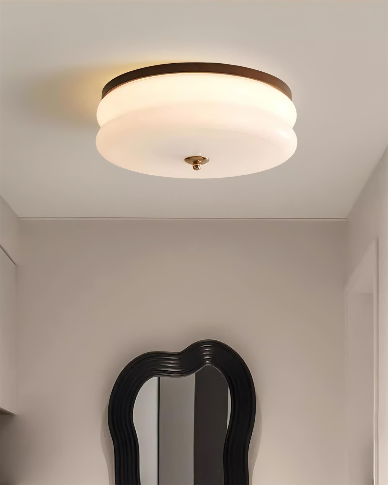Plafondlamp Dubbel Laags Glazen Schijf Notenhout Minimalistisch | Fioriscas