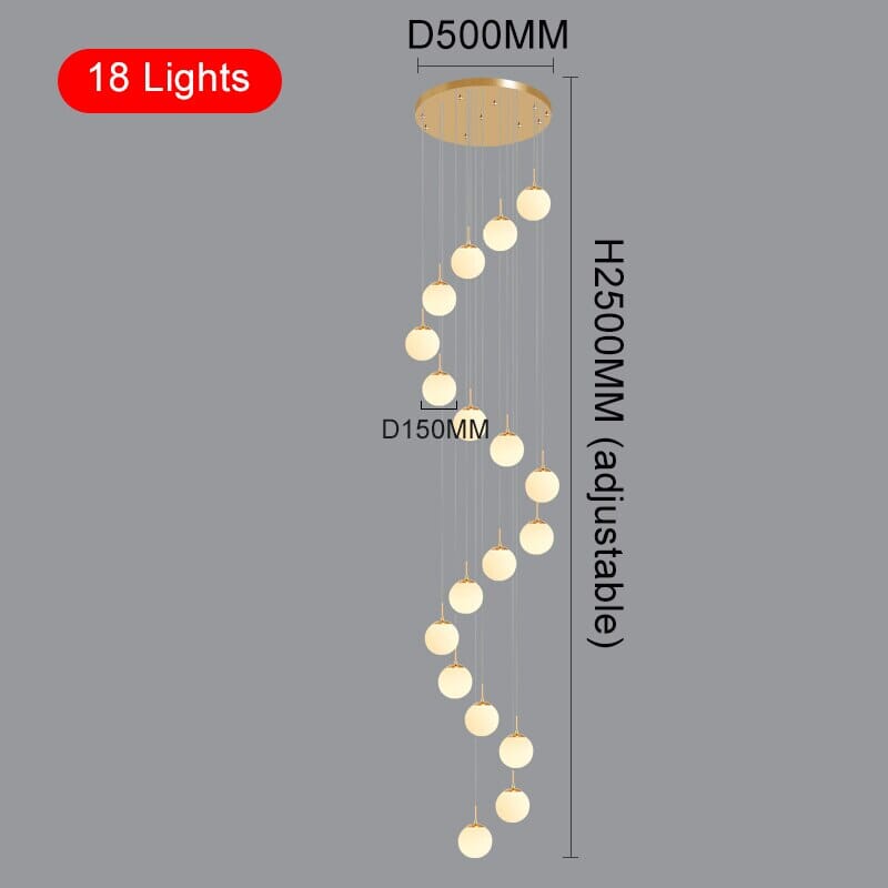 Lustre Liora Orb, suspension LED cascade pour escaliers et halls d’entrée