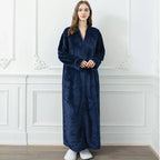 CozyNest varm flannel-morgenkåbe til gravide, ekstra lang pasform