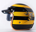 Casco de motocicleta abierto con visor abatible, certificado por DOT