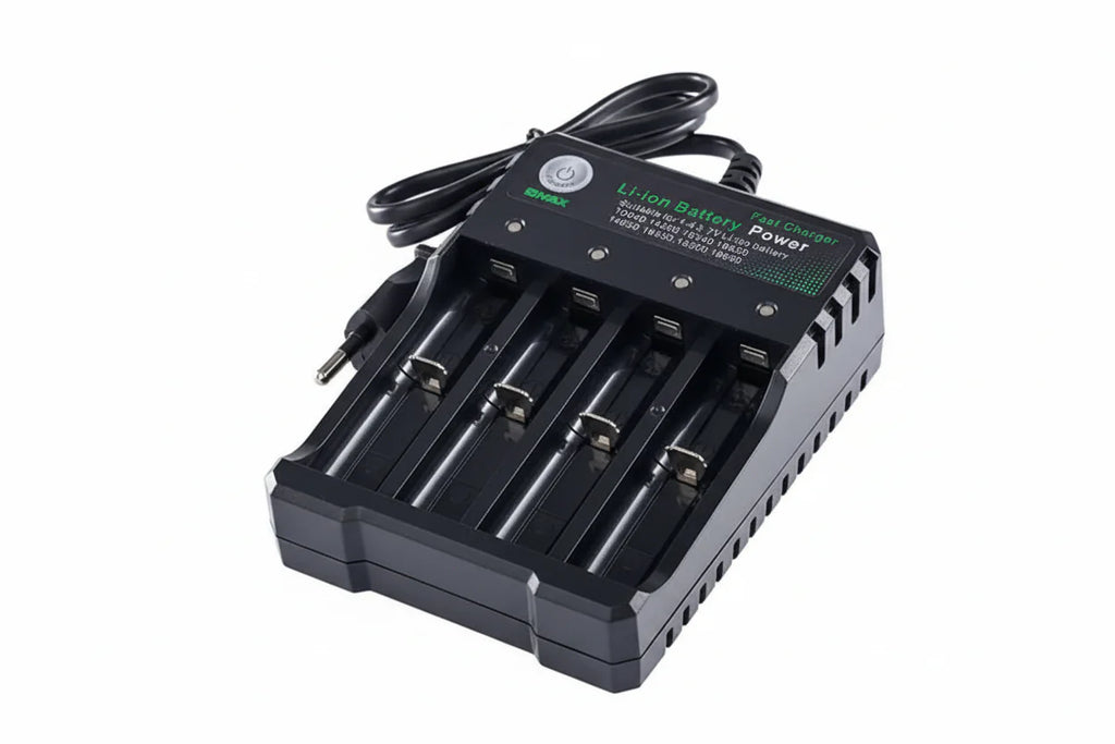 18650 Li-ion-batterioplader, intelligent opladning med 4 pladser og automatisk afbrydelse