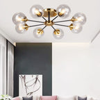 Suspension de plafond à globe en verre, luminaire multiprise en chrome poli