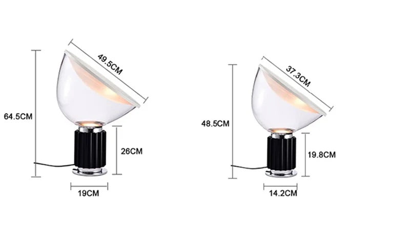 Lampe à poser Marlo en aluminium et verre, argentée, café, rouge ou noire