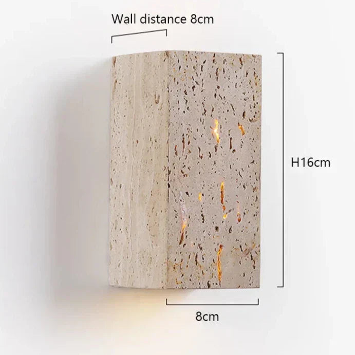 Travertine Wall Sconce With Perforated LED Light, LumaStone