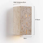 Travertine Wall Sconce With Perforated LED Light, LumaStone