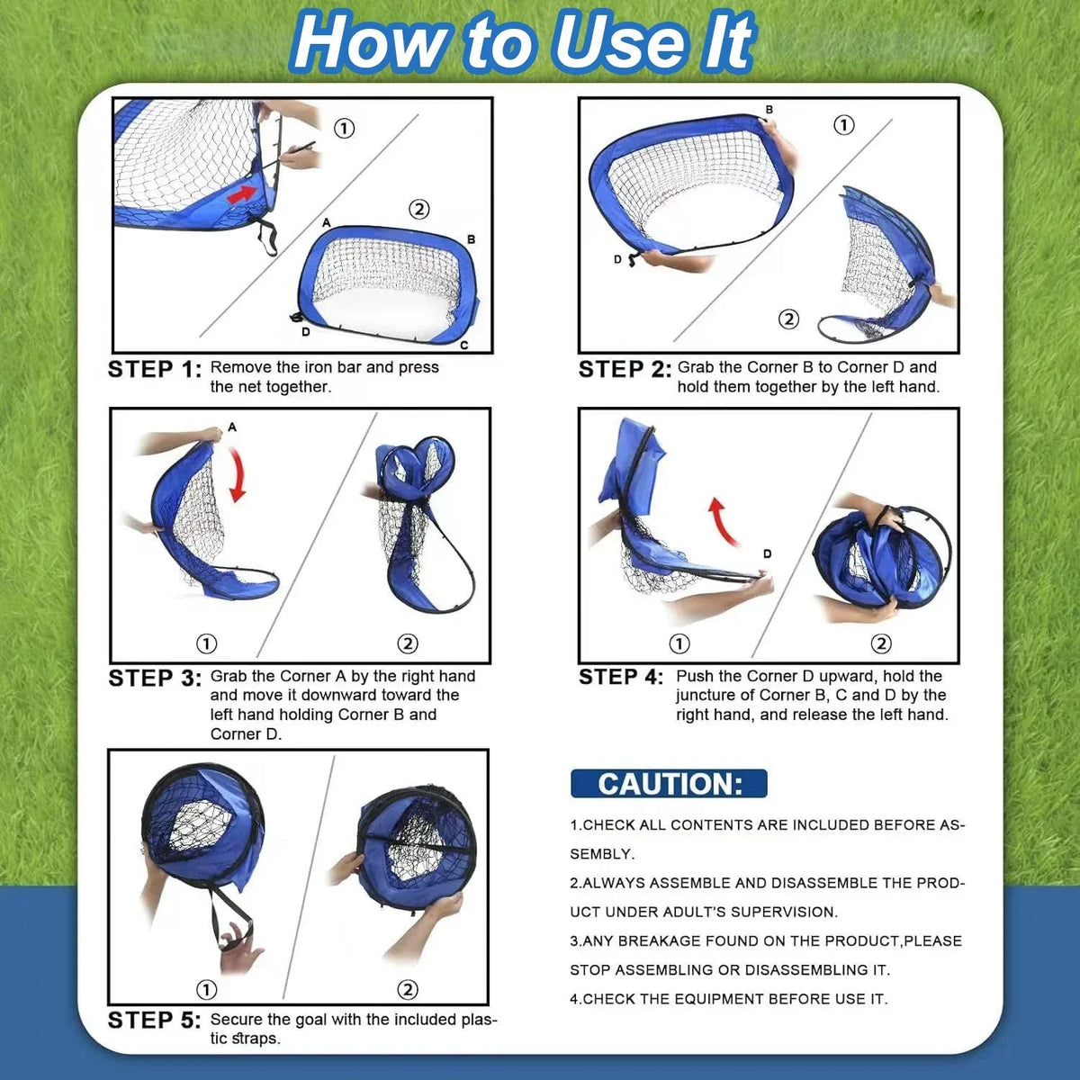 PlayMax Foldable Football Goal – Kids 4-in-1 Portable Soccer Net for Training & Outdoor Play