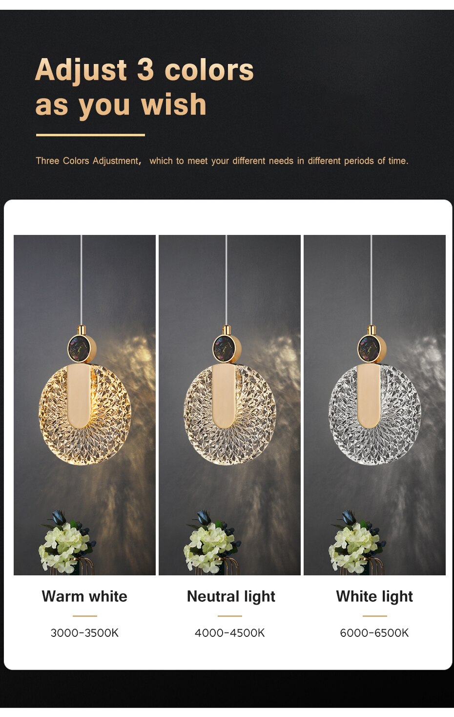Aurelia-hanglamp, goudkleurige kristalafwerking, instelbare wittint-optie