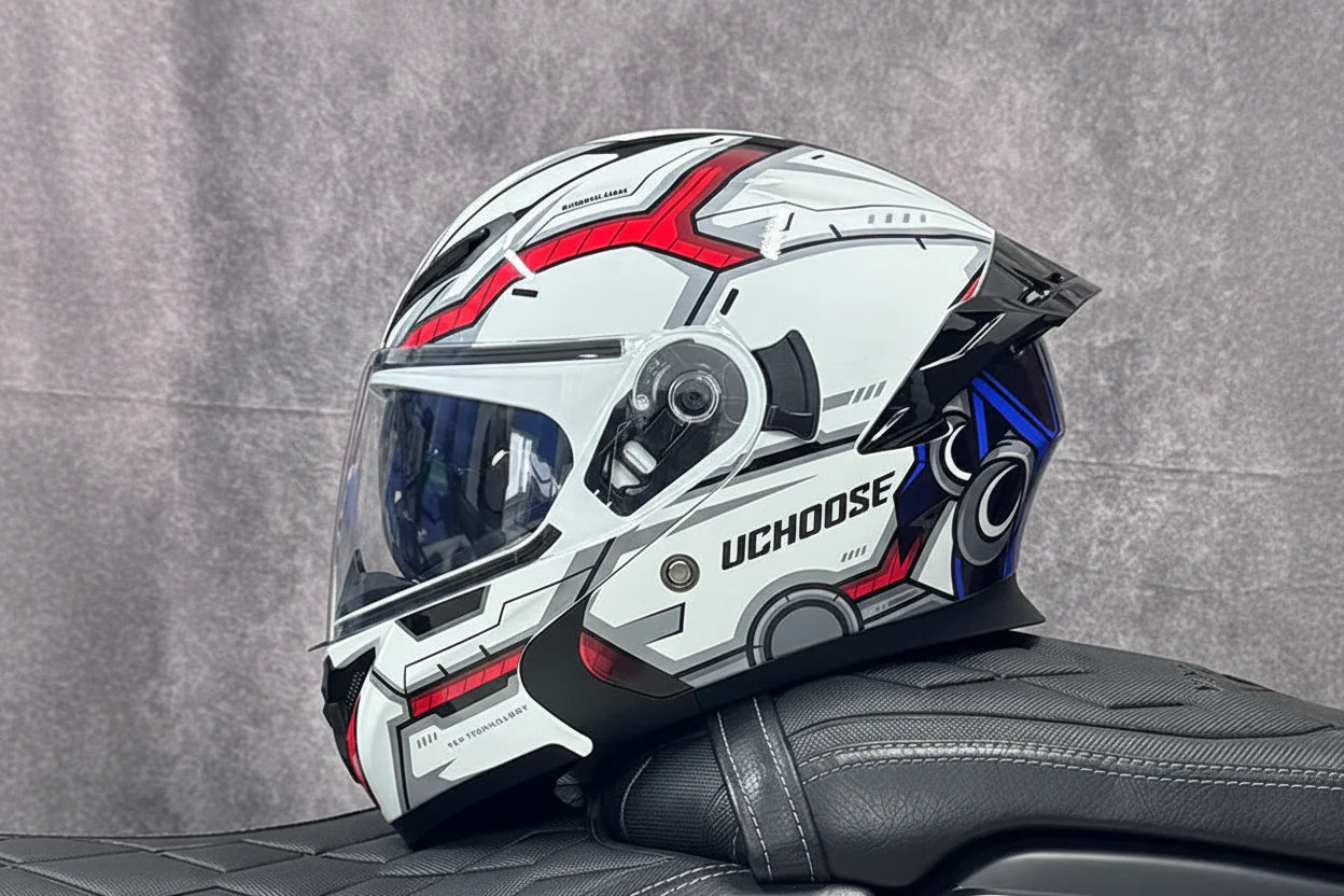 Motorcycle Helmet, Modular Flip-Up Design With Twin-Lens Shield, DOT Certified