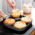 Poêle antiadhésive à 4 cavités pour omelettes, burgers, steaks et petits-déjeuners - Fioriscas