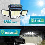 Lampada solare da esterno con sensore a tre teste, copertura del movimento a 270 gradi e 3000 lumen | Fioriscas