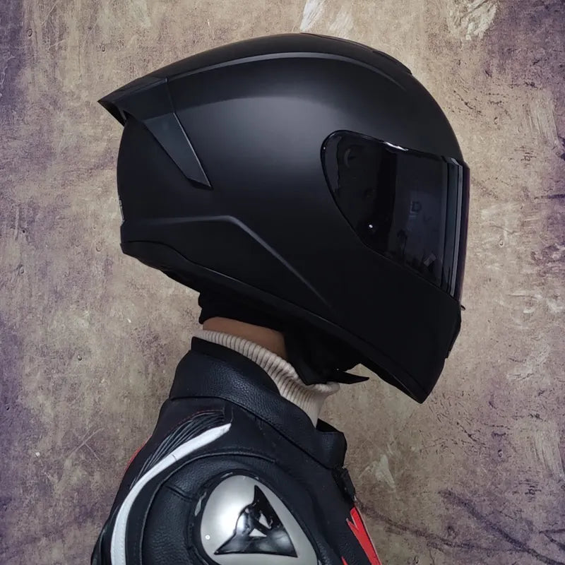 Casco da moto integrale da gara, certificato DOT, sistema a doppia visiera