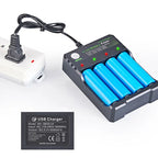 18650 Li-ion-batterioplader, intelligent opladning med 4 pladser og automatisk afbrydelse