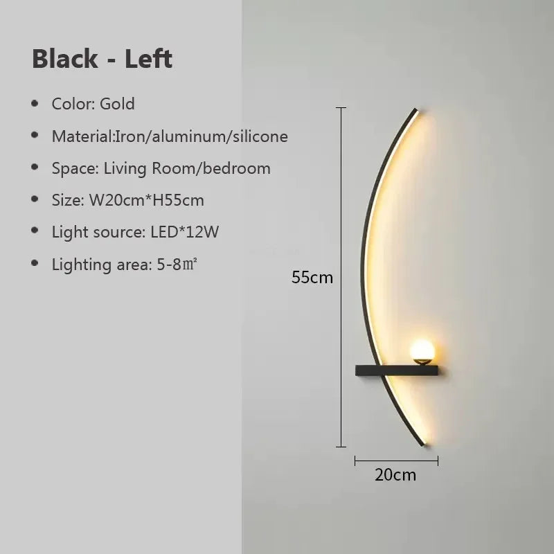 Applique da parete, AstraGlow oro e nero a strisce con LED, dimmerabile per interni ed esterni
