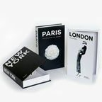 Marcelli Faux Book Set With Hidden Storage, City-Themed Designs