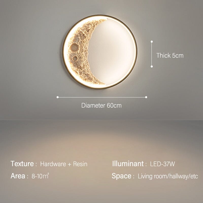 Nástěnné svítidlo, kulatý design ve stylu měsíce, stmívatelné na dálku, 3 velikosti