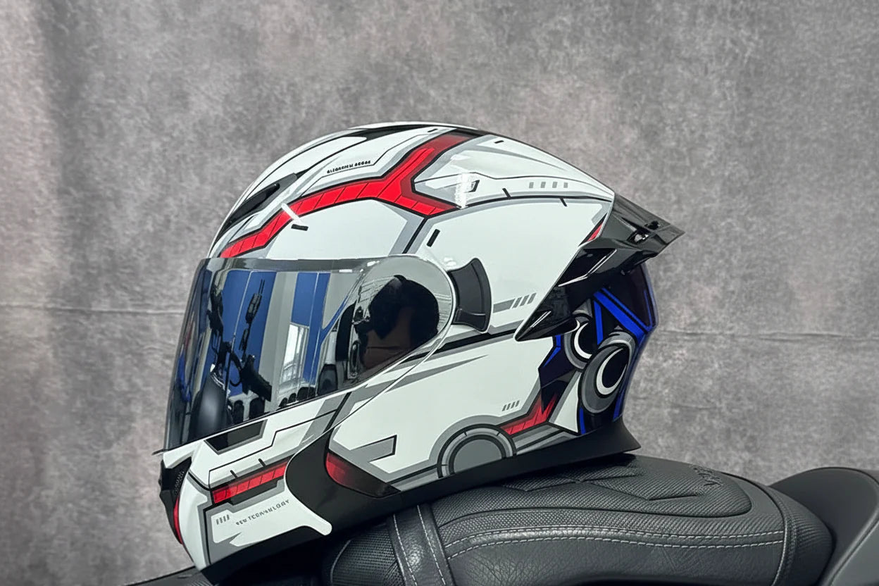 Motorcycle Helmet, Modular Flip-Up Design With Twin-Lens Shield, DOT Certified