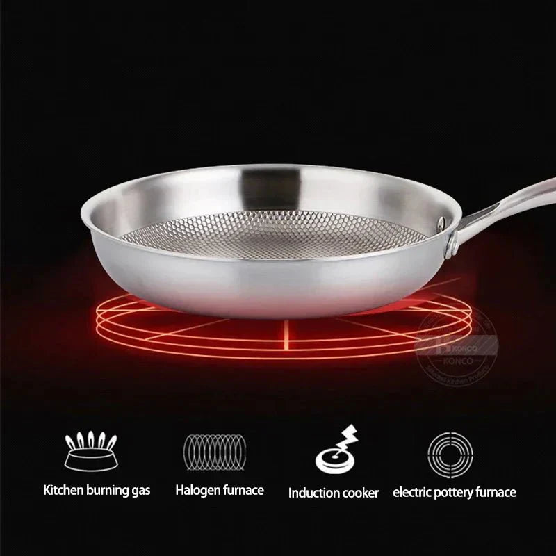Wok in acciaio inossidabile 304 da 28/30 cm, senza rivestimento, per fornelli a gas e a induzione - Fioriscas