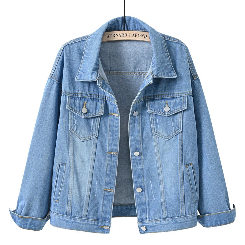Harborline denim damesjack met knoopsluiting aan de voorkant, comfortabele pasvorm voor elke dag