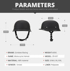 Retro Open-Face Half Helmet, Lightweight ABS Shell, DOT & ECE Certified