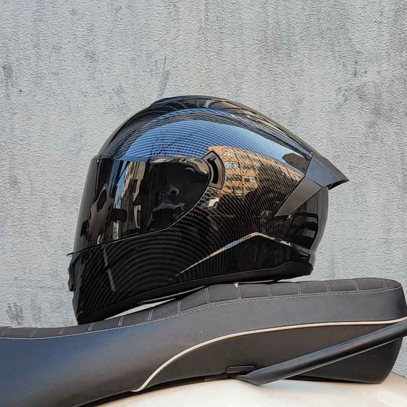 Casco da moto integrale da gara, certificato DOT, sistema a doppia visiera