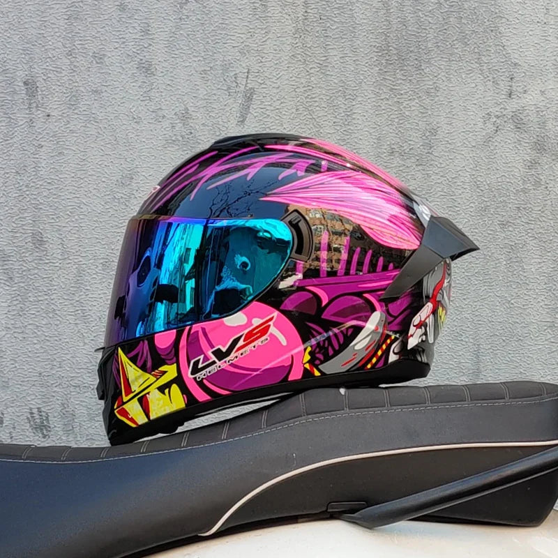 Casco da moto integrale da gara, certificato DOT, sistema a doppia visiera
