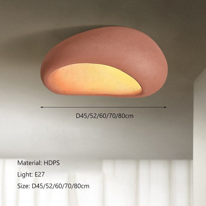 Wabi-Sabi Ceiling Light With Fabric Shade And Nickel Finish