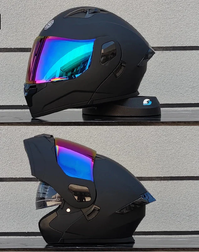 Modular Full-Face Motorcycle Helmet, Two-Lens Visor With Mesh Chin Guard, DOT Certified